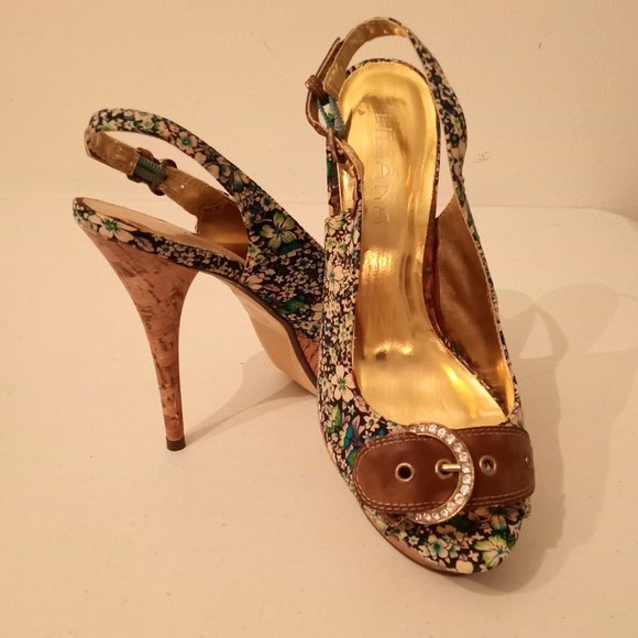 🎀SALE🎀NWOT Rhinestone Cork Platform High Heels Open Toe Buckle Strap Shoes - Picture 8 of 16